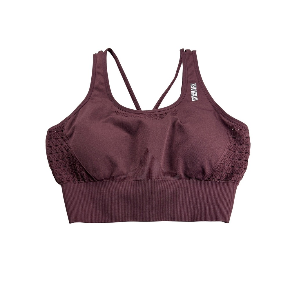 Gymshark Energy+ Seamless Sports Bra Burgundy Purple with padding Size L - Picture 2 of 8
